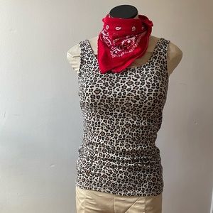 Leopard Print Cotton Blend Tank Top